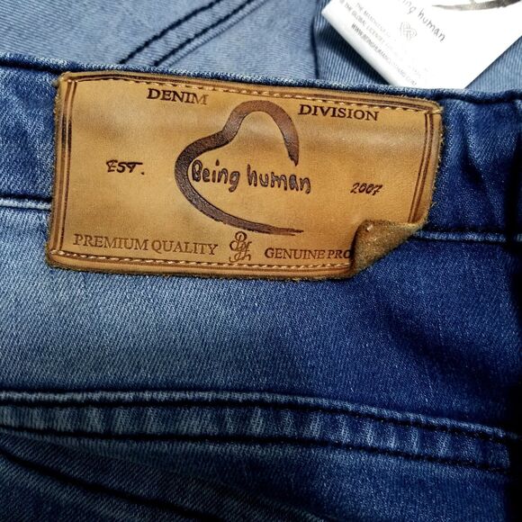 Being Human Jeans Mens Size 32x30 Blue Jogger Drop Crotch Slim Drawstring Denim - Picture 11 of 13